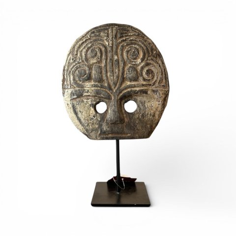 Máscara Artesanal Asmat Sarmi com Base para Decoração