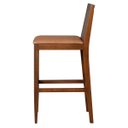 Ver imagem 5 de Kit 3 Banquetas Alta Mocca 43x105Cm Encosto Tela Fibra Madeira Maciça Pinhão Couro Caramelo - Irimar