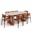Ver imagem 3 de Conjunto de Jantar com Mesa Oval Tali 210cm e 8 Cadeiras Ema CabeCasa MadeiraOriginals Bege/Marrom