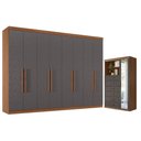 Ver imagem 1 de Guarda Roupa Casal 8 Portas 4 Gavetas Master New e Cômoda Marabá com Espelho Jatobá Grafite Acetinad