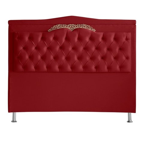 Cabeceira de Cama Box Helena King 195 Cm Capitonê Retro Botão Encapados Suede Vermelho Eli Móveis
