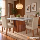 Ver imagem 2 de Conjunto Sala de Jantar Amsterdã New Mesa com Tampo Giratório 6 Cadeiras Grécia Madeirado/Bege