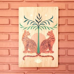 Quadro de Madeira 50x33 Onças - Woodprint