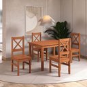 Ver imagem 1 de Conjunto de Jantar Retangular 4 Lugares 110cm 100% Madeira Maciça Treviso Yescasa Marrom/Cedro