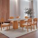 Ver imagem 1 de Mesa de Jantar Eloise 180cm Tampo Mdf Vidro com 6 Cadeiras Copper Moderna Mobília