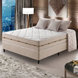 Cama Box Viuva Bege + Colchão Molas Superlastic Bahamas 128x188x63cm - 2 Cama Box Viuva Bege + Colchão Molas Superlastic Bahamas 128x188x63cm - 2