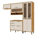 Ver imagem 2 de Cozinha Compacta Modulada MDF 4 Peças 9 Portas Vidro Vicenza Espresso Móveis Bege/Amêndoa/Off-White
