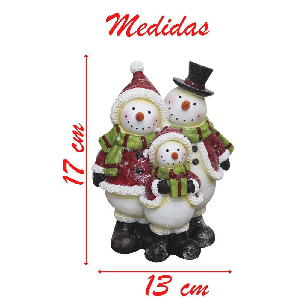 Jogo Papai Noel e Boneco de Neve em Resina com Luz led 19 cm