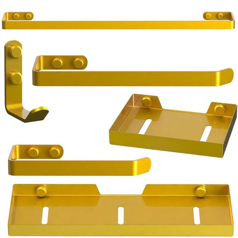 Kit Acessórios para Banheiro 6 Peças Dourado Fs Plus