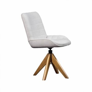 Cadeira Giratória Cercatto D119 de Madeira em Linho Cru