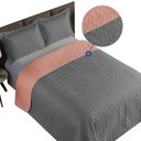 Ver imagem 4 de Kit 3 Pçs Cobre Leito Casal Padrão Clara Dupla Face: Cinza e Rosê