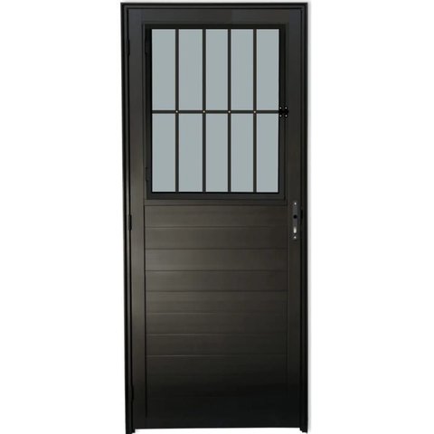 Porta de Aluminio Postigo Lambril Esquerda Linha Premium:2,10 X 0,80/preto