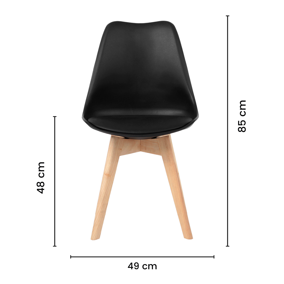 Cadeira Leda de Jantar Estofada Eames Wood Preta - 8