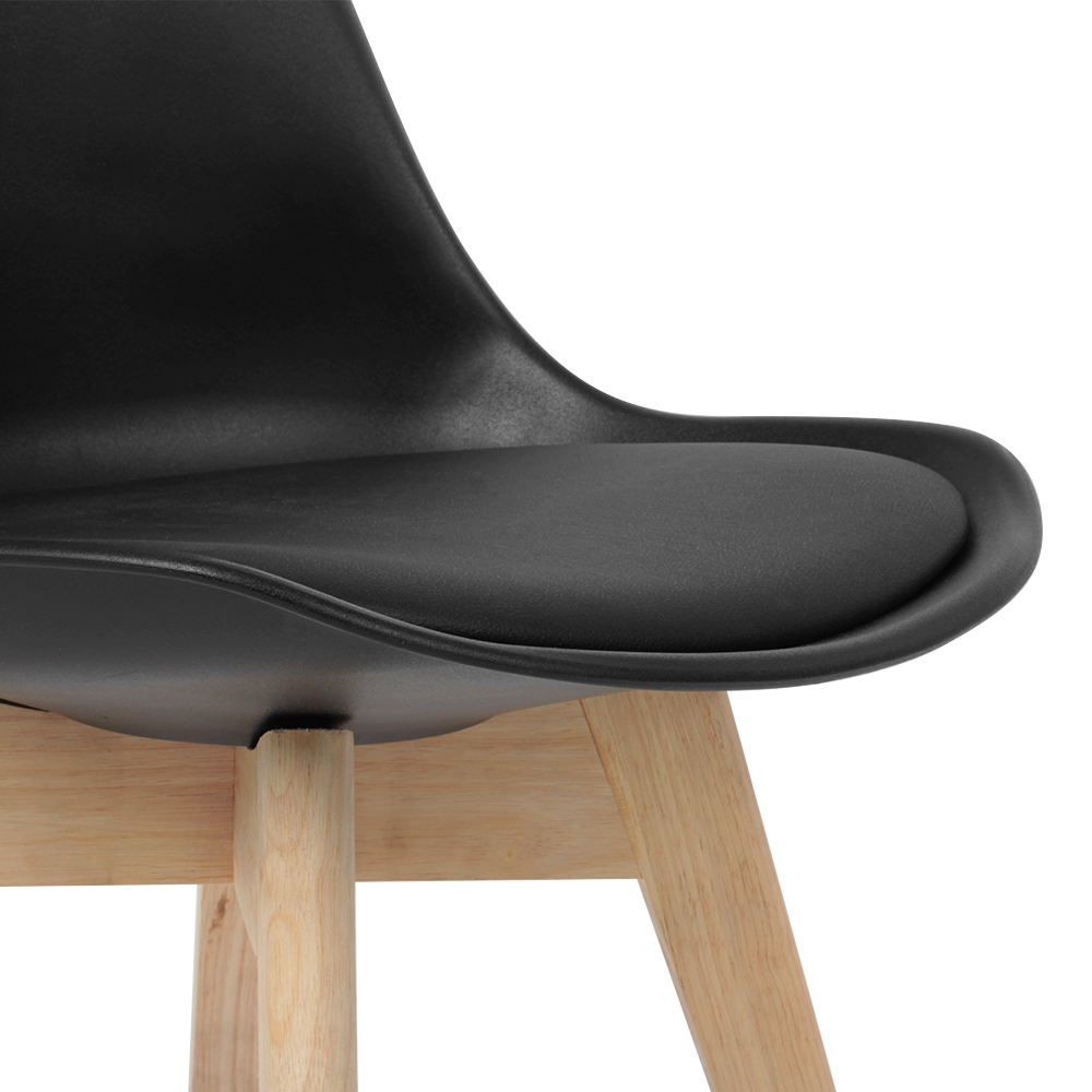 Cadeira Leda de Jantar Estofada Eames Wood Preta - 6