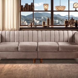 Sofá 4 Lugares Decoração Retrô Clássico Realeza Chesterfield