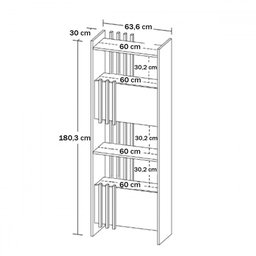 Estante para Livros Arbos 2 Portas 6 Prateleiras Ripado Olmo/branco - Artany - 4