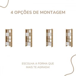 Estante para Livros Arbos 2 Portas 6 Prateleiras Ripado Olmo/branco - Artany - 5