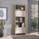 Ver imagem 1 de Estante para Livros Arbos 2 Portas 6 Prateleiras Ripado Olmo/branco - Artany