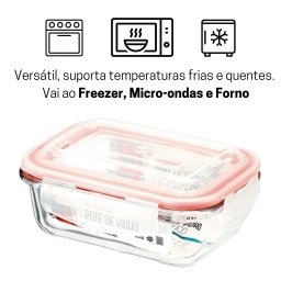Kit Potes De Vidro Herméticos 3 Peças Retangular 370ml - 3