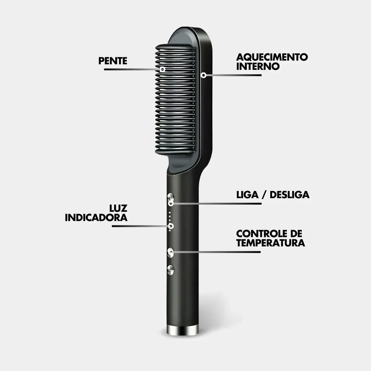 Ver imagem 4 de Escova Pente Alisadora para Cabelo Profissional Preta