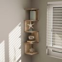Ver imagem 2 de Prateleira de Canto Lyra 4 Nichos Decorativos Carvalho para Sala Quarto Livros