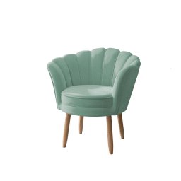 Poltrona Decorativa Pétala Luxo Veludo Azul Acqua Pés Palito - Visan Estofados - 2