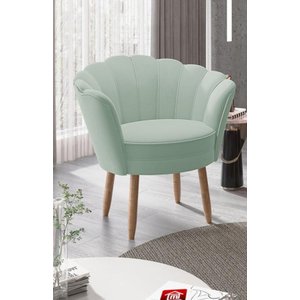Poltrona Decorativa Pétala Luxo Veludo Azul Acqua Pés Palito - Visan Estofados