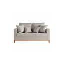 Ver imagem 2 de Kit Sofá e Poltrona Decorativo Beni 1,80cm Beni Base Madeira Linho Bege - Montanaris Decor