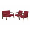Ver imagem 1 de Conjunto Poltronas Jade Braço Madeira Suede Vermelho