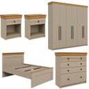 Ver imagem 2 de Conjunto para Quarto de Casal Completo England Moderno em MDF Corda/Freijó