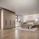 Ver imagem 1 de Conjunto para Quarto de Casal Completo England Moderno em MDF Corda/Freijó
