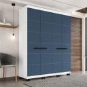 Ver imagem 1 de Roupeiro Solteiro Lisboa 4 Portas 4 Gavetas 161x214cm Branco/Azul 240842