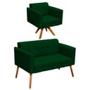 Ver imagem 1 de Kit 1 Namoradeira e 1 Poltrona Giratória Elisa Suede Verde