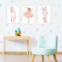Ver imagem 1 de Kit 3 Quadros Infantis Bailarina Floral 45x34cm - com Vidro:madeira Preta
