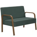 Ver imagem 1 de Poltrona 2 Lugares Jade Braço Madeira Suede Verde