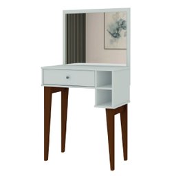 Penteadeira Com Espelho 1 Gaveta Laura 0,68m Pés De Madeira Maciça Branco Patrimar - 1
