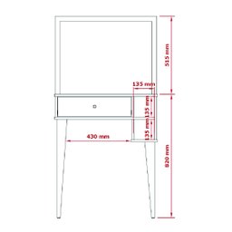 Penteadeira Com Espelho 1 Gaveta Laura 0,68m Pés De Madeira Maciça Branco Patrimar - 4