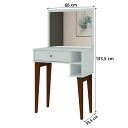 Penteadeira Com Espelho 1 Gaveta Laura 0,68m Pés De Madeira Maciça Branco Patrimar - 3