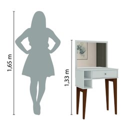 Penteadeira Com Espelho 1 Gaveta Laura 0,68m Pés De Madeira Maciça Branco Patrimar - 6