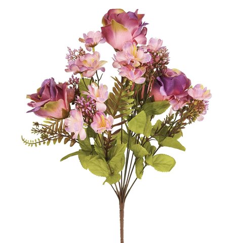 Buquê Rosa e Poppy Misto X10 Flores Artificiais Decorativas