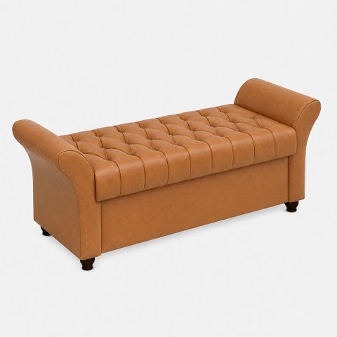 Puff Baú 195cm Charles Courino Caramelo - Sallar Home