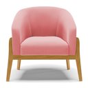 Ver imagem 3 de Poltrona Stella Suede Rosê Base Madeira Castanho - D'rossi Drossi