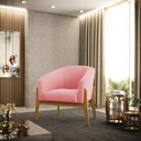 Ver imagem 2 de Poltrona Stella Suede Rosê Base Madeira Castanho - D'rossi Drossi