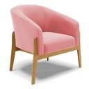 Ver imagem 1 de Poltrona Stella Suede Rosê Base Madeira Castanho - D'rossi Drossi