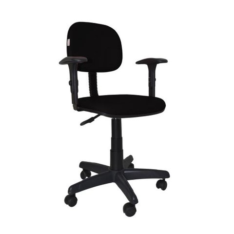 Cadeira Secretaria Bolt com Braco Regulavel - Couro Sintetico Corano - Preto
