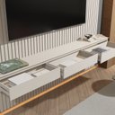 Ver imagem 6 de Painel 100% MDF para TV 75 Polegadas 240cmx247,1cm Ripado com Rack Suspenso 3 Gavetas Arbo
