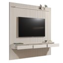 Ver imagem 4 de Painel 100% MDF para TV 75 Polegadas 240cmx247,1cm Ripado com Rack Suspenso 3 Gavetas Arbo
