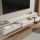 Ver imagem 6 de Painel Ripado com Rack Suspenso para TV até 75 Polegadas 100% MDF 247,1CMX240CM 3 Gavetas Arbo