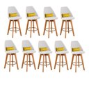 Ver imagem 1 de Kit 09 Banquetas Linho Bege E Almofada Sintético Amarelo