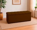 Ver imagem 6 de Kit Cabeceira Mais Calçadeira com Bau Eros Casal 140 cm para Cama Box Suede Marrom Biselos-Decor